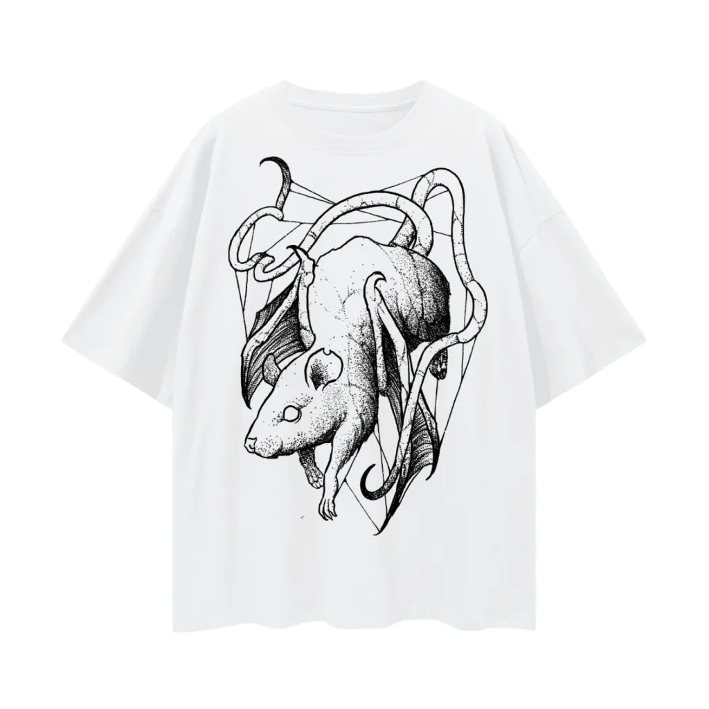 WINGED RAT oversize deep drop shoulder tee