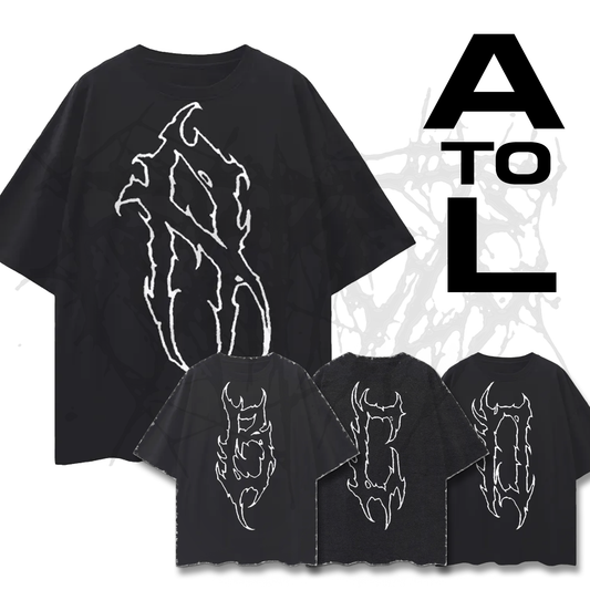 A-L lettering oversize deep drop shoulder tee