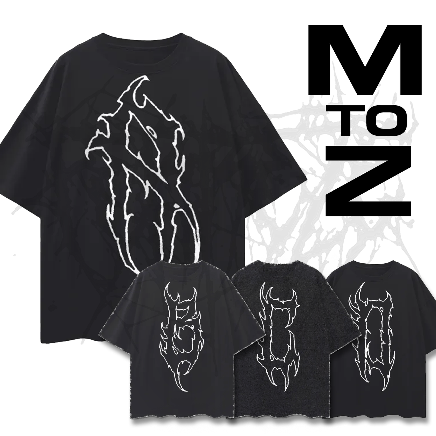 M-Z lettering oversize deep drop shoulder tee